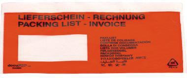 Dokumententasche Lieferschein- Rechnung C5 mF sk rt 250 St./Pack.