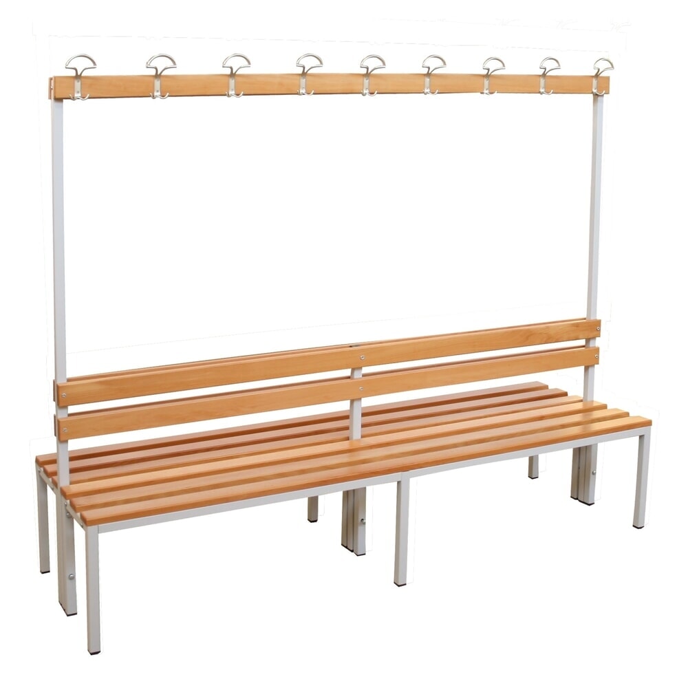 Steinbock® Umkleidesitzbank, 2-seitig mit Hakenleiste, Breite 2.000 mm