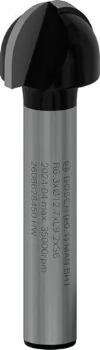 Bosch Hohlkehlfräser Arbeits-L.9,2mm D.12,7mm L.40mm Radius 6,3mm Schaft 6mm