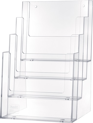 Tischprospekthalter 4 x DIN A5 hoch Ku.transp.freistehend HELIT