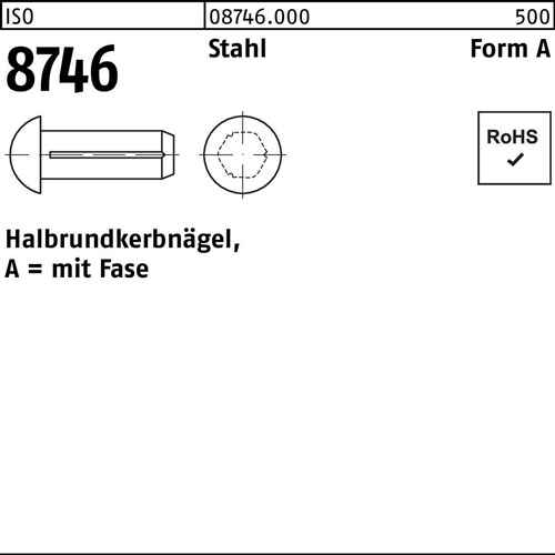 Halbrundkerbnagel ISO 8746 Fase 3x 6 Stahl 5000 Stück