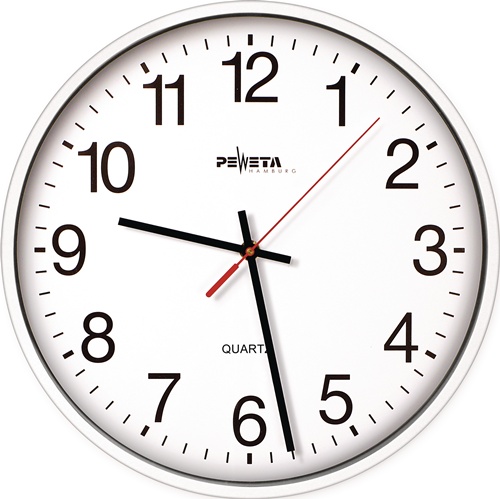 Wanduhr Quarzuhr Ku.weiß D.250mm 1,5V arabische Zahlen PEWETA