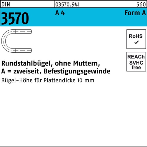 Rundstahlbügel DIN 3570 o.Mutter