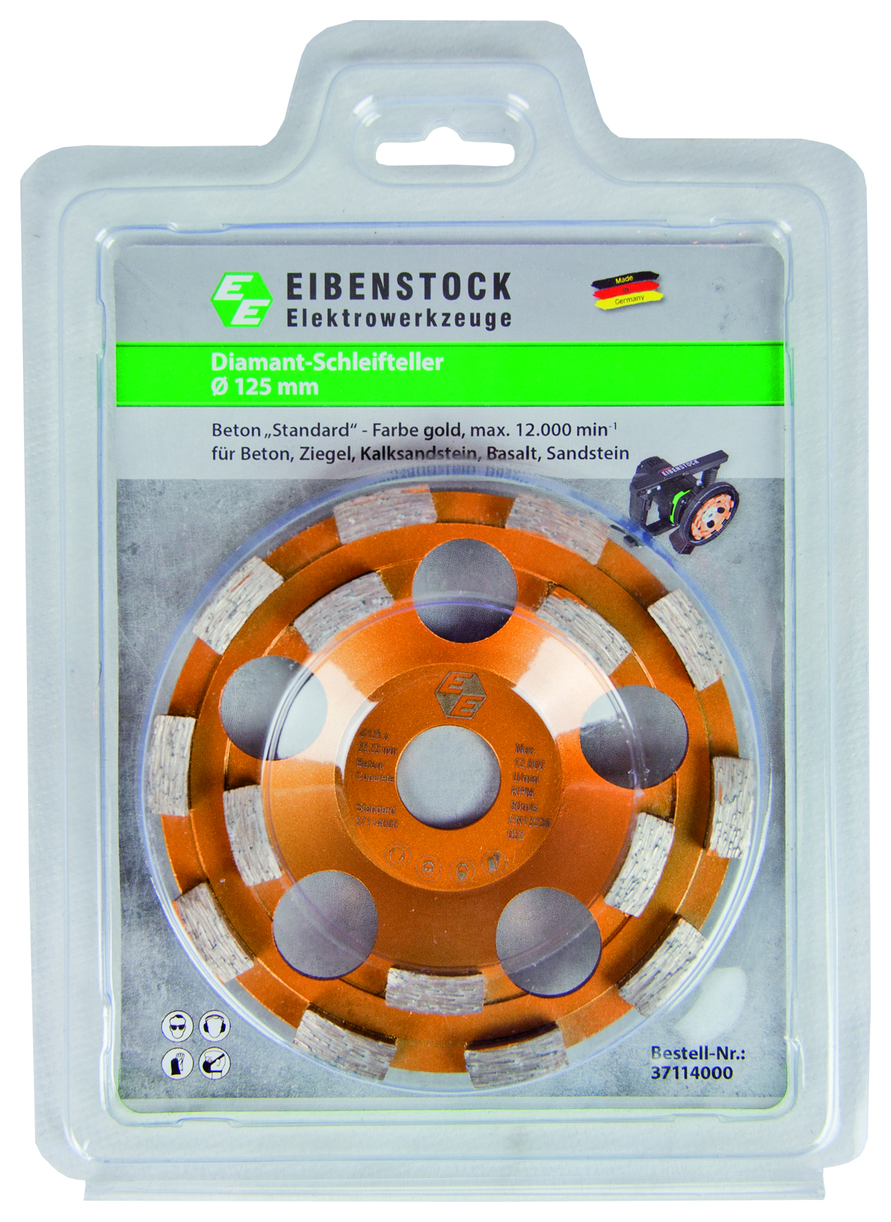EIBENSTOCK Diamant-Schleifteller Ø 125 mm -Standard- für Beton (gold)