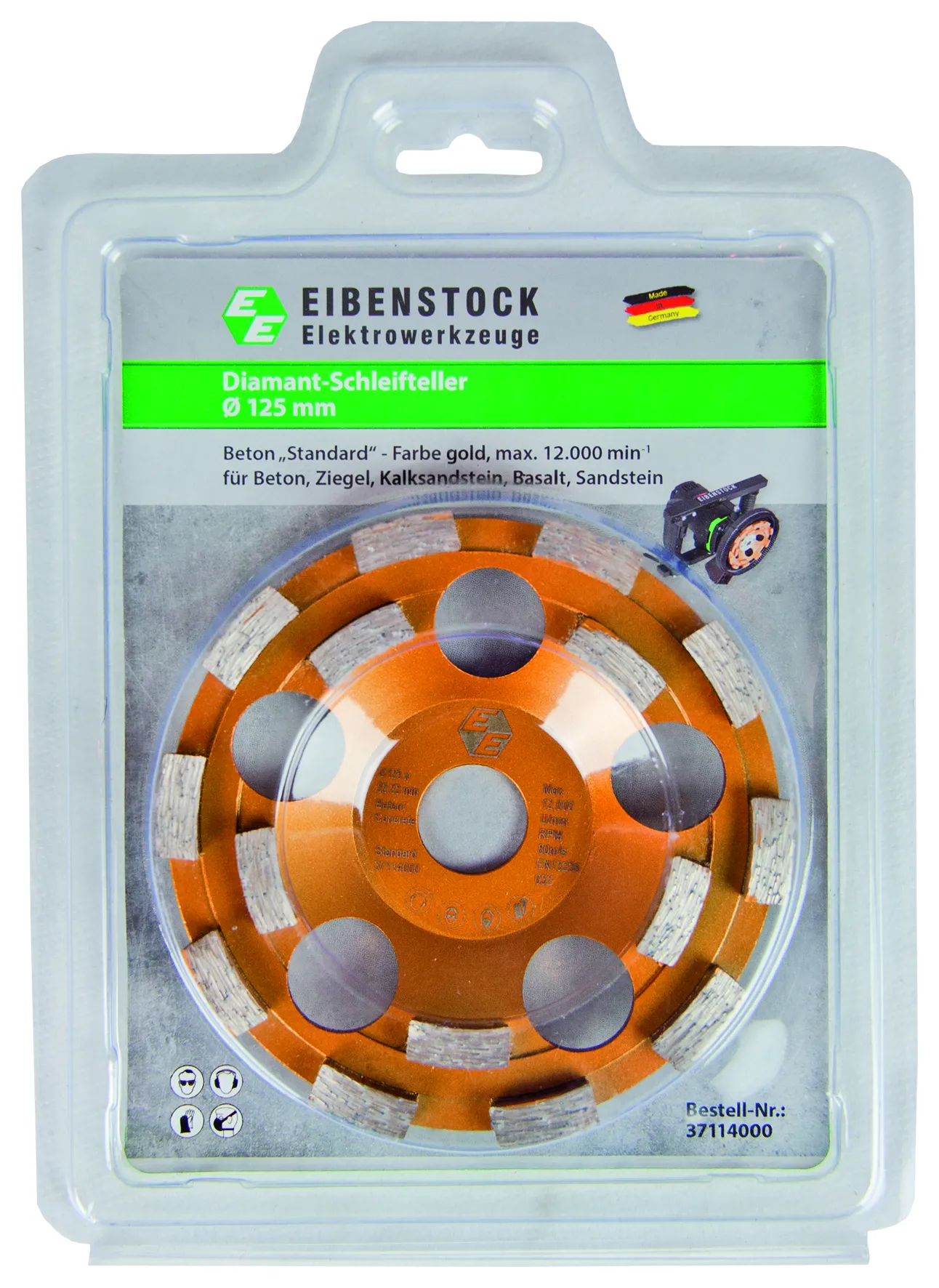 EIBENSTOCK Diamant-Schleifteller Ø 125 mm -Standard- für Beton (gold)