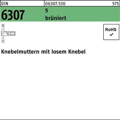 Knebelmutter DIN 6307 m.losen Knebel 5 brüniert 1 Stück