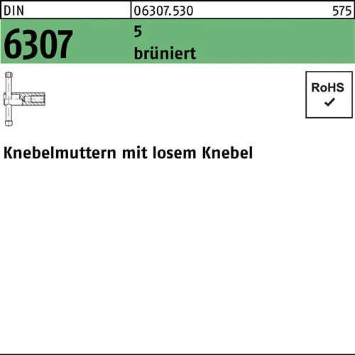 Knebelmutter DIN 6307 losen Knebel M20 5 brüniert 1 Stück
