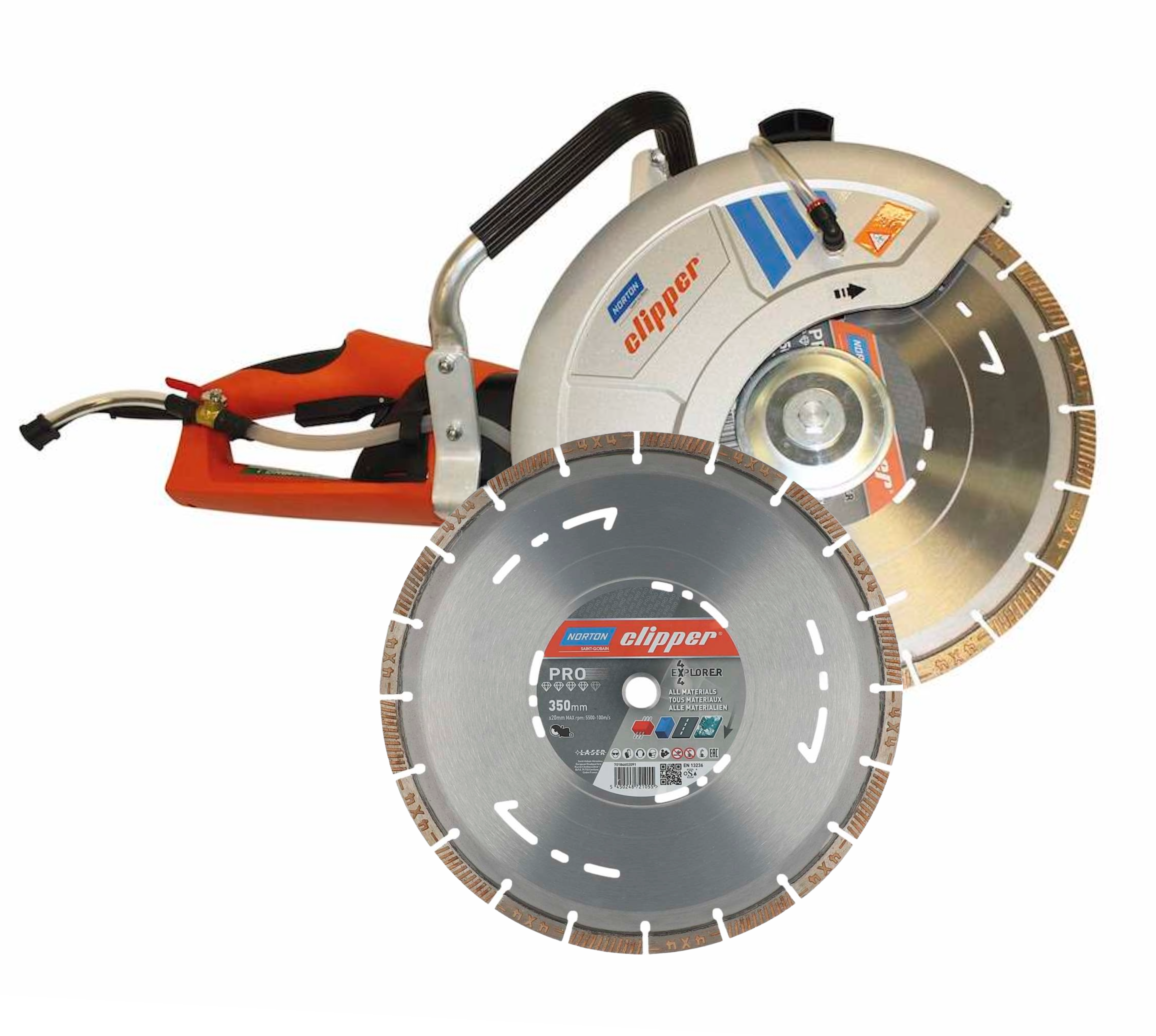 Norton Clipper Elektro-Trennschleifer CE414 + 1x Pro 4x4 Explorer Diamantscheibe Ø350