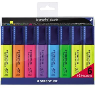 STAEDLER Textmarker classic 364 A WP8 1-5mm sort. 8 St./Pack.