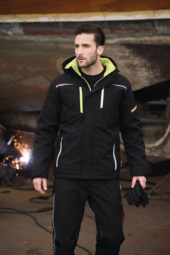 Softshell-Berufsparka Terrax Workwear schwarz/limette TERRAX