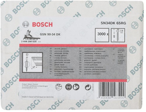 Bosch Streifennagel 3000-tlg.Schaft-D.2,8mm L.65mm 