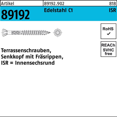 Terrassenschraube R 89192 SEKO Innensechsrund TG C1 200 Stück