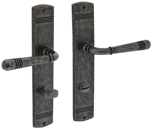Langschildschildgarnitur Helena Zamak F77 Grau WC 72mm DIN L/R INTERSTEEL