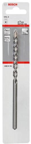 Bosch Betonbohrer Silver Percussion CYL-3 D.7mm Arbeits-L.90mm L.150mm Schaft-D.6,5mm