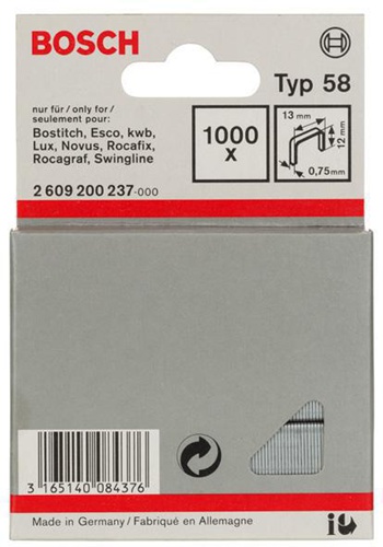 Bosch Feindrahtklammer Typ 58 BxL 13x12mm Dicke 0,75mm 1000er Pack 