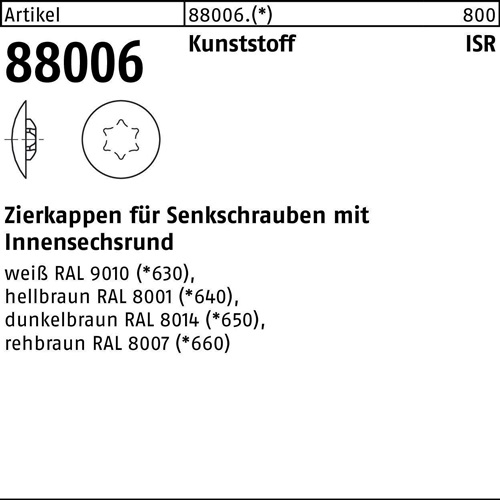 Zierkappe R 88006 f.ISR 30x16,5/6 Ku. weiß 1000 Stück