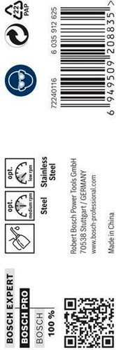 Bosch Metallbohrer PRO Stainless Steel D.7,8mm Arbeits-L.75mm L.117mm 10St.