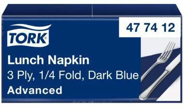 Tork Serviette 477412 33x33cm 3lg. 1/4 Falz dunkelblau 150 St./Pack.