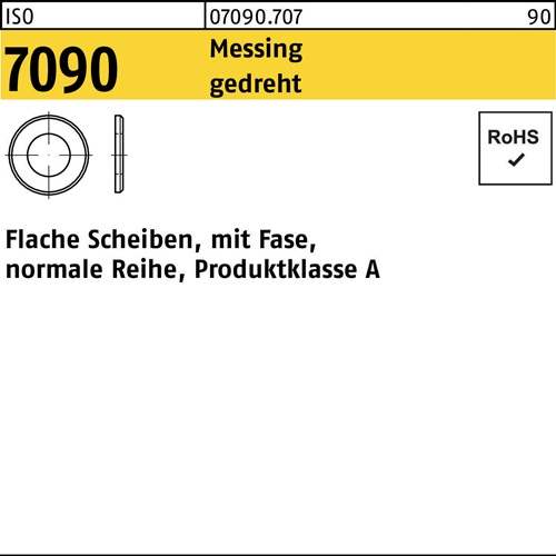Unterlegscheibe ISO 7090 m.Fase 4 Messing gedreht 100 Stück
