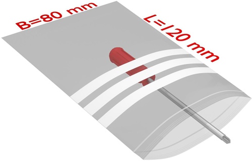 Druckverschlussbeutel m.Beschriftungsfeld Maße 80x120mm S.50µ PE transparent