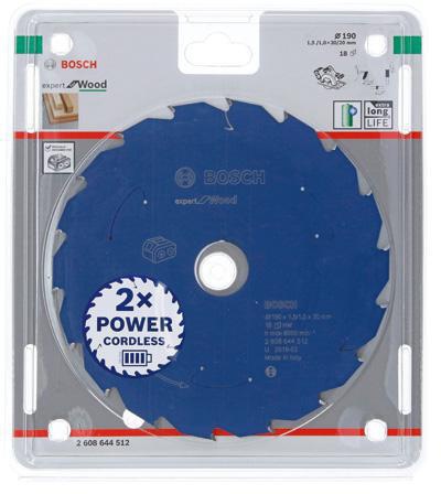 Bosch Kreissägeblatt Expert for Wood D.190mm Bohrung 30mm 18Zähne WZ 