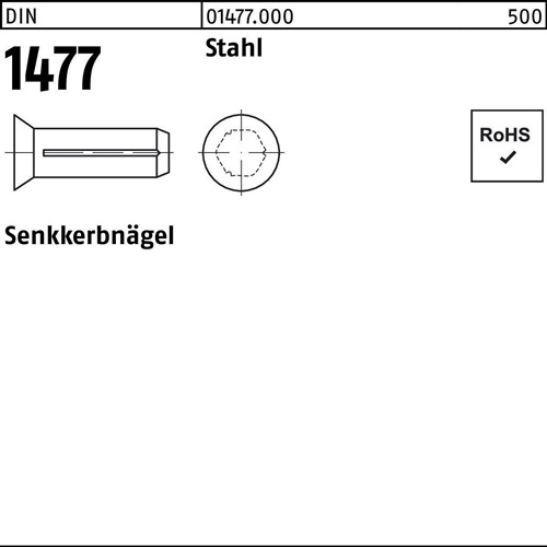 Senkkerbnagel DIN 1477 4x 10 Stahl 500 Stück