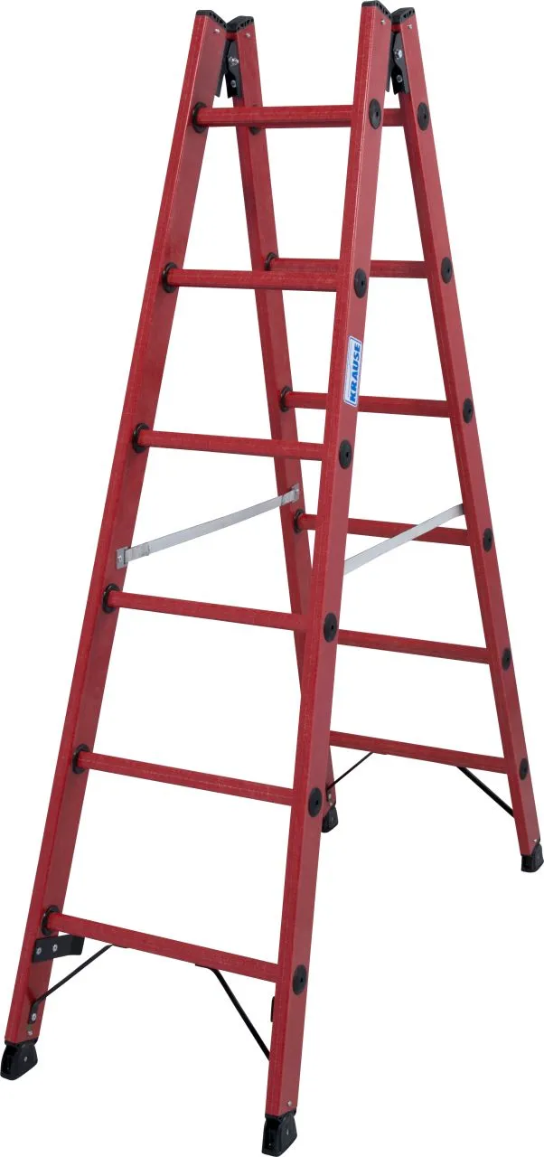 Krause STABILO Vollkunststoff-Sprossen-DoppelLeiter 2x6 Sprossen