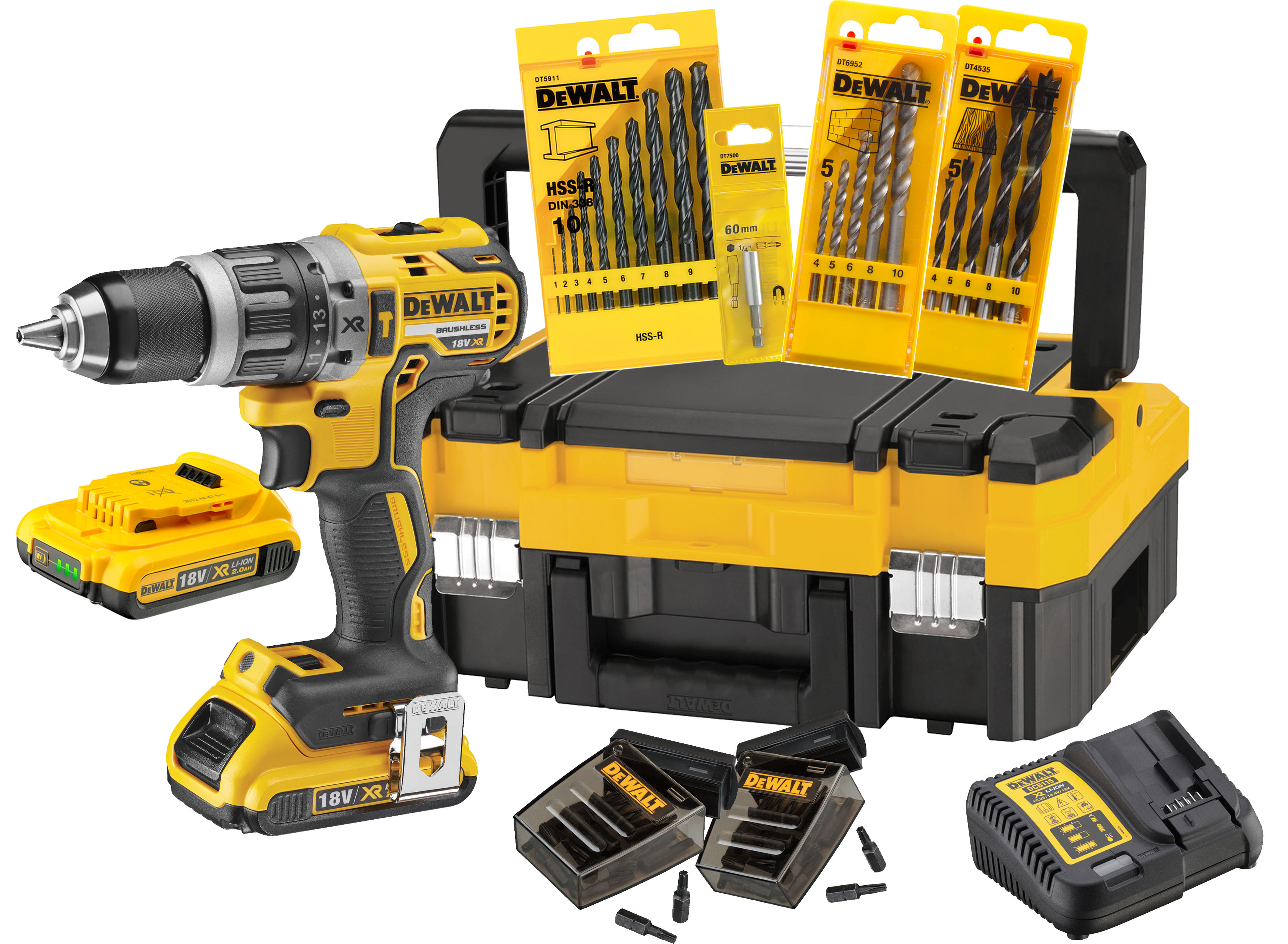 DEWALT DCK796D2T-QW Schlagbohrschr.-Set 18 V 2,0(BL) mit Zub