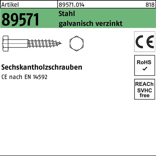 Sechskantholzschraube R 89571 12x 140 Stahl galv.verz. 50 Stück