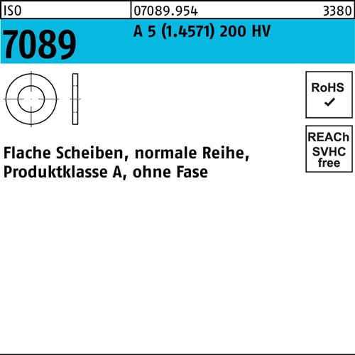 Unterlegscheibe ISO 7089 o.Fase 20 A 5 (1.4571) 200 HV 25 Stück