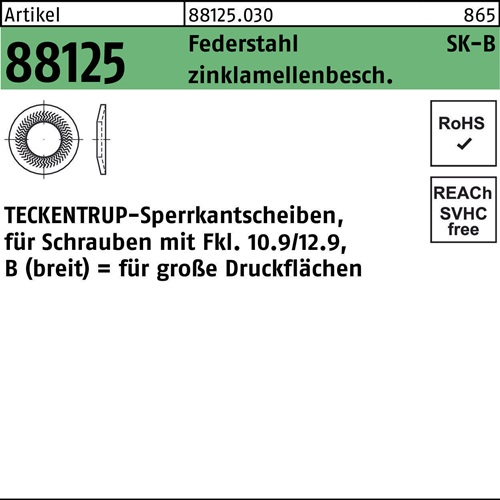 Sperrkantscheibe R 88125 B 10x27,25x2,4 Federst. zinklamellenb 1000St TECKENTRUP