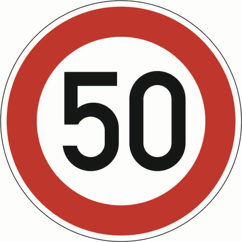 Verkehrszeichen VZ 274-50 Höchstgeschwindigkeit 50 km/h D.600 mmx2mm Ronde RA2