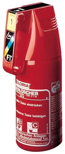 KFZ-Pulverfeuerlöscher 1kg m.Dauerdruck Brandkl.8 A 34 B C o.Manom.+Halt.GLORIA