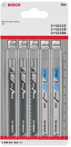 Bosch Stichsägeblatt-Set Basic for Wood and Metal 5tlg. m.Universalschaft