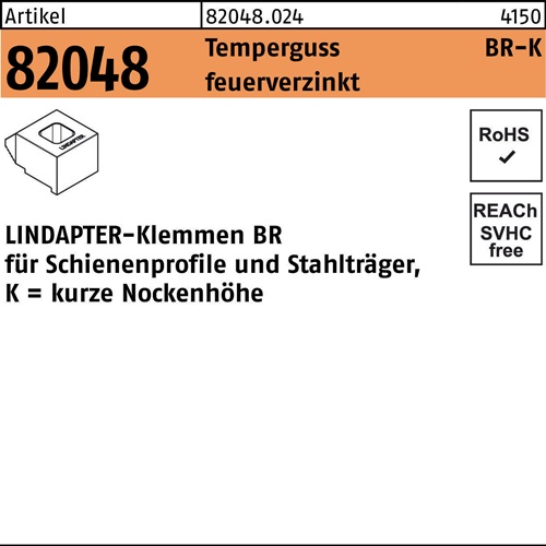 Klemme R 82048 GTW 40 BR 20/7,0 Temperguss feuerverz. 1 Stück LINDAPTER