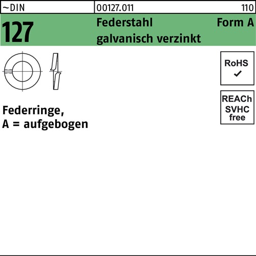 Federring DIN 127 A 24 Federstahl galv.verz. 100 Stück