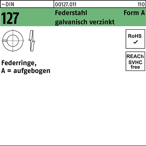 Federring DIN 127 A 14 Federstahl galv.verz. 100 Stück