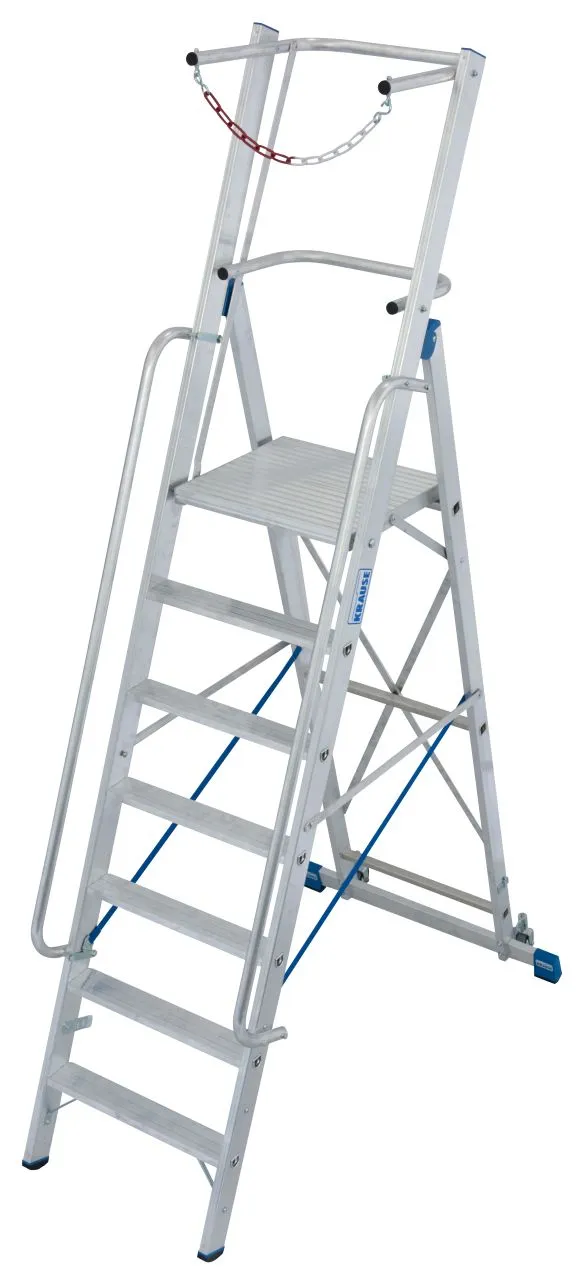 Krause STABILO Stufen-StehLeiter mit großer Standplattform und Sicherheitsbügel 1x7 Stufen