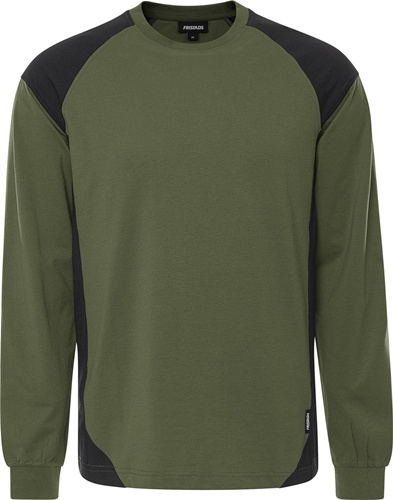 FRISTADS Langarm T-Shirt 7071 GTM Gr.M army grün/schwarz