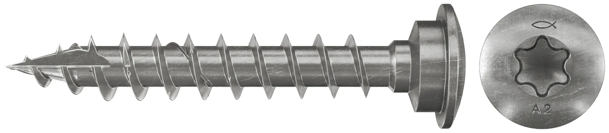 fischer Pfostenschraube 7,0 x 40 Zentrierkopf nicht rostender Stahl A2 Vollgewinde Innenstern TX