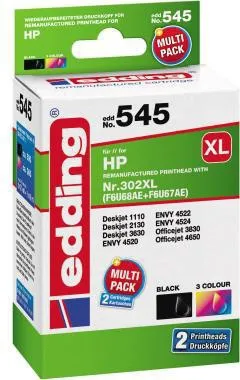 edding Tintenpatrone 18-545 wie HP 302XL+302XL sw+c/m/y 2 St./Pack.