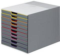 DURABLE Schubladenbox VARICOLOR 10 761027 10Schubfächer grau/bunt