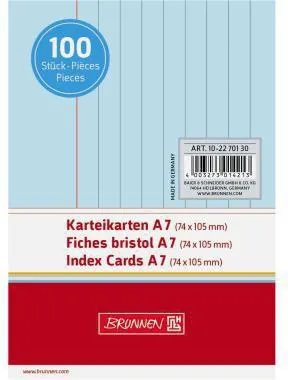 BRUNNEN Karteikarte 102270130 DIN A7 liniert bl 100 St./Pack.