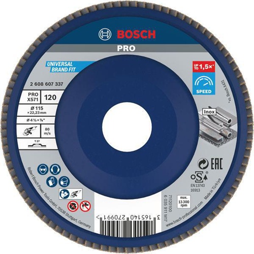 Bosch Fächerschleifscheibe PRO X571 Scheiben-D.115mm Körnung 120 Ku.