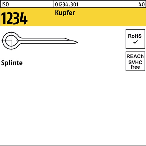Splinte ISO 1234 3,2x 32 Kupfer 100 Stück