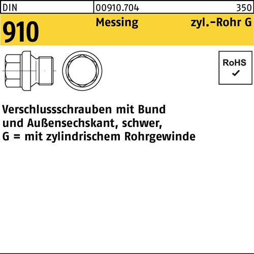 Verschlußschraube DIN 910 Bund/Außen-6-kt G 1 1/4 A Messing 1 Stück