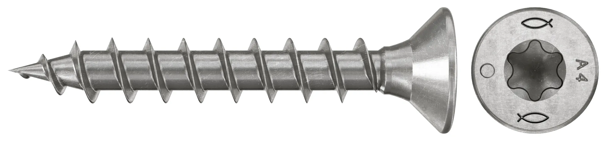 fischer Spanplattenschraube PowerFast FPF II CTF 3,0 x 16 A4 200, Senkkopf, Innenstern TX, Vollgewinde, Edelstahl A4