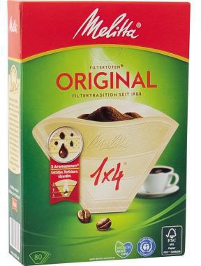Melitta Kaffeefiltertüte Typ 1x4 206810 naturbraun 80 St./Pack.