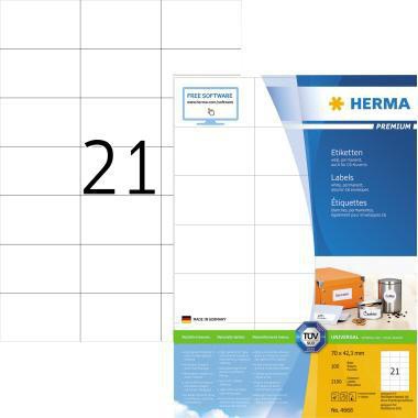 HERMA Etikett PREMIUM 4668 70x42,3mm weiß 2.100 St./Pack.