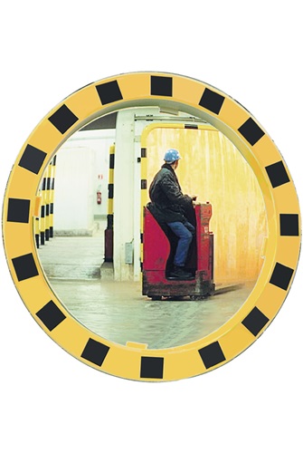 Sicherheits-/Verkehrsspiegel D.600mm Kunststoff,gelb/schwarz f.2 Richtungen